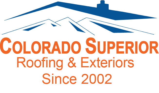 Since 2002 Colorado Superior Roofing & Exteriors Logo Blue and Orange